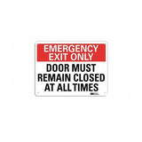 Grainger Sign Safety Emergency Exit Only Door Must Remain Closed At All Times 14x10" Each - 34RJ05