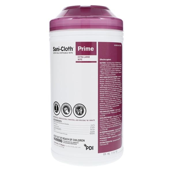 PDI Professional Disposables Disinfectant Surface Wipe Sani-Cloth Prime X-Large Canister 70/Cn, 6 CN/CA - P24284