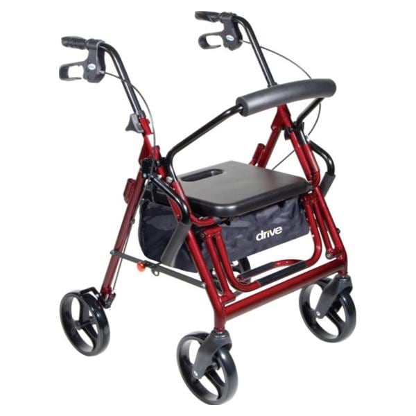 Drive Medical Designs Rollator Trnsprt Chr Duet 300lb Burg 8"Cstr 26x25.5x31.5-37" Sfty Lk Rls Adlt Each - 795BU