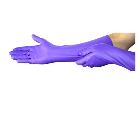 O & M Halyard Gloves Exam Purple MAX Powder-Free Nitrile Latex-Free 16 in X-Large Purple 50/Bx, 8 BX/CA - 44995