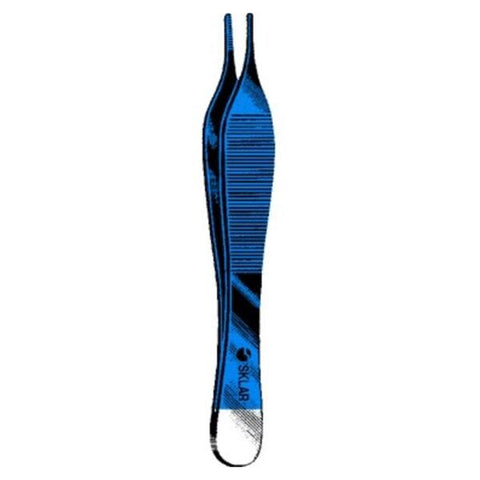 Sklar Instruments Forcep Dressing/Tissue Adson Sklar Blue 4-3/4" Serrated Straight SS Each - 91-5428
