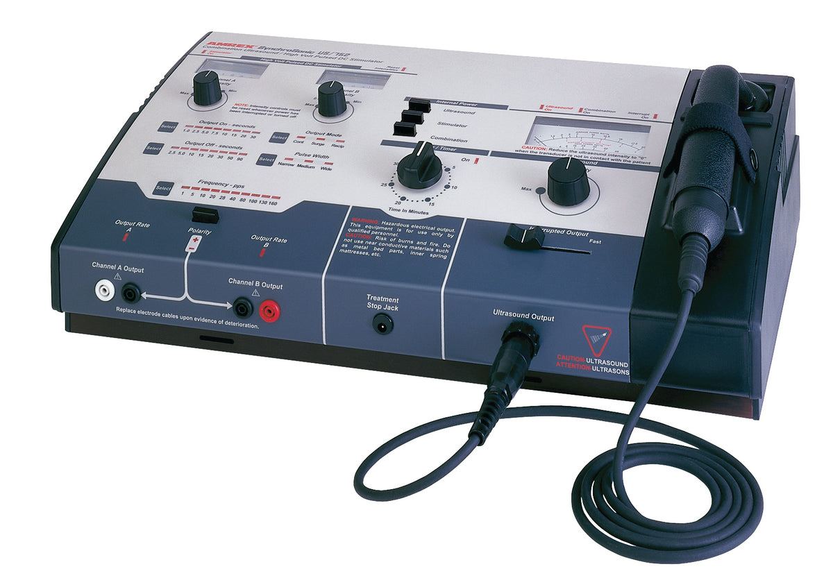 Amrex Ultrasound/Stim Combo - US/752 (High Volt), 1.0 and 3.3 MHz with 5 cm and 10 cm head and QuickConnect Transducer