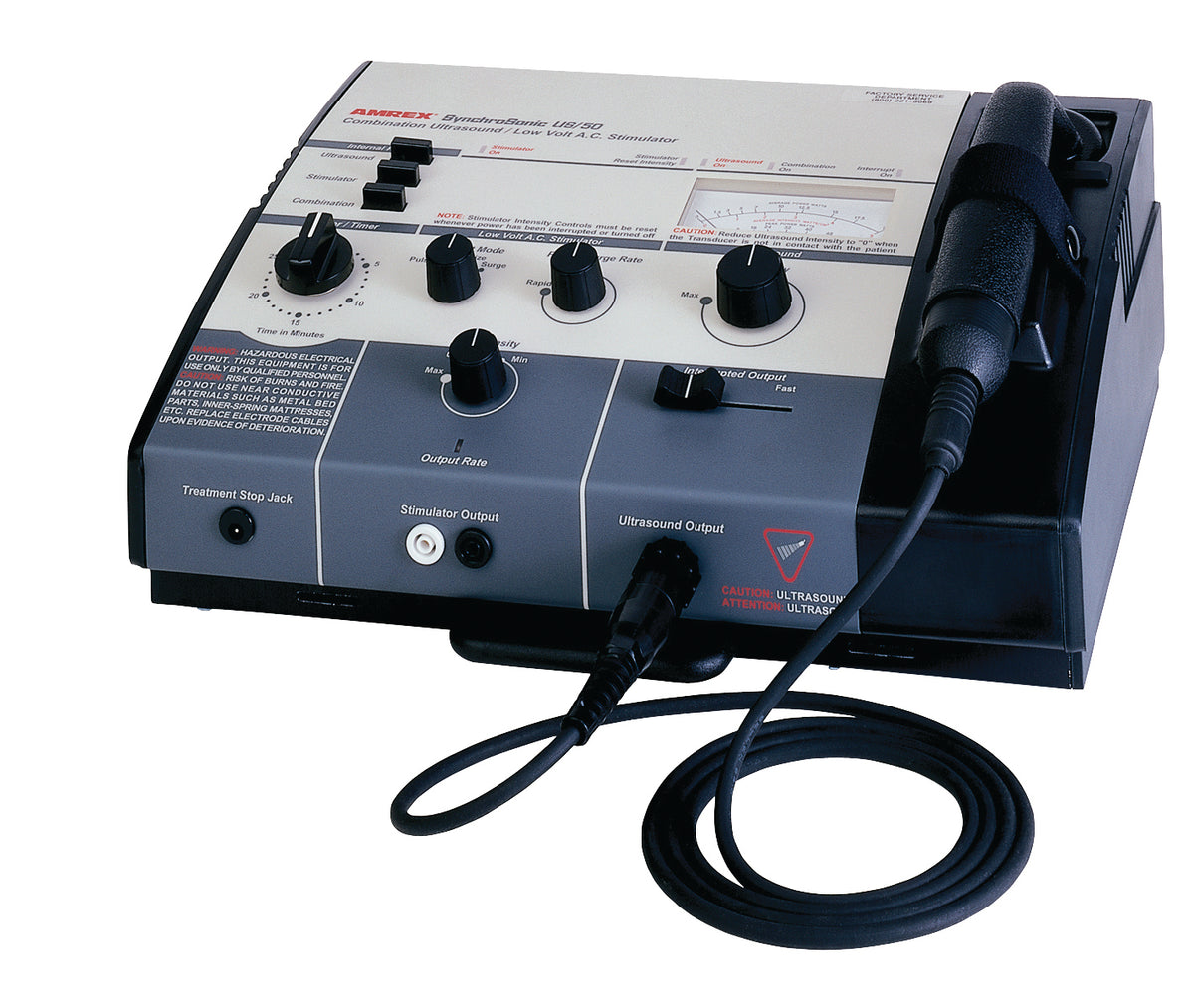 Amrex Ultrasound/Stim Combo - US/50 (Low Volt), 1.0 and 3.3 MHz with 5 cm head and QuickConnect Transducer