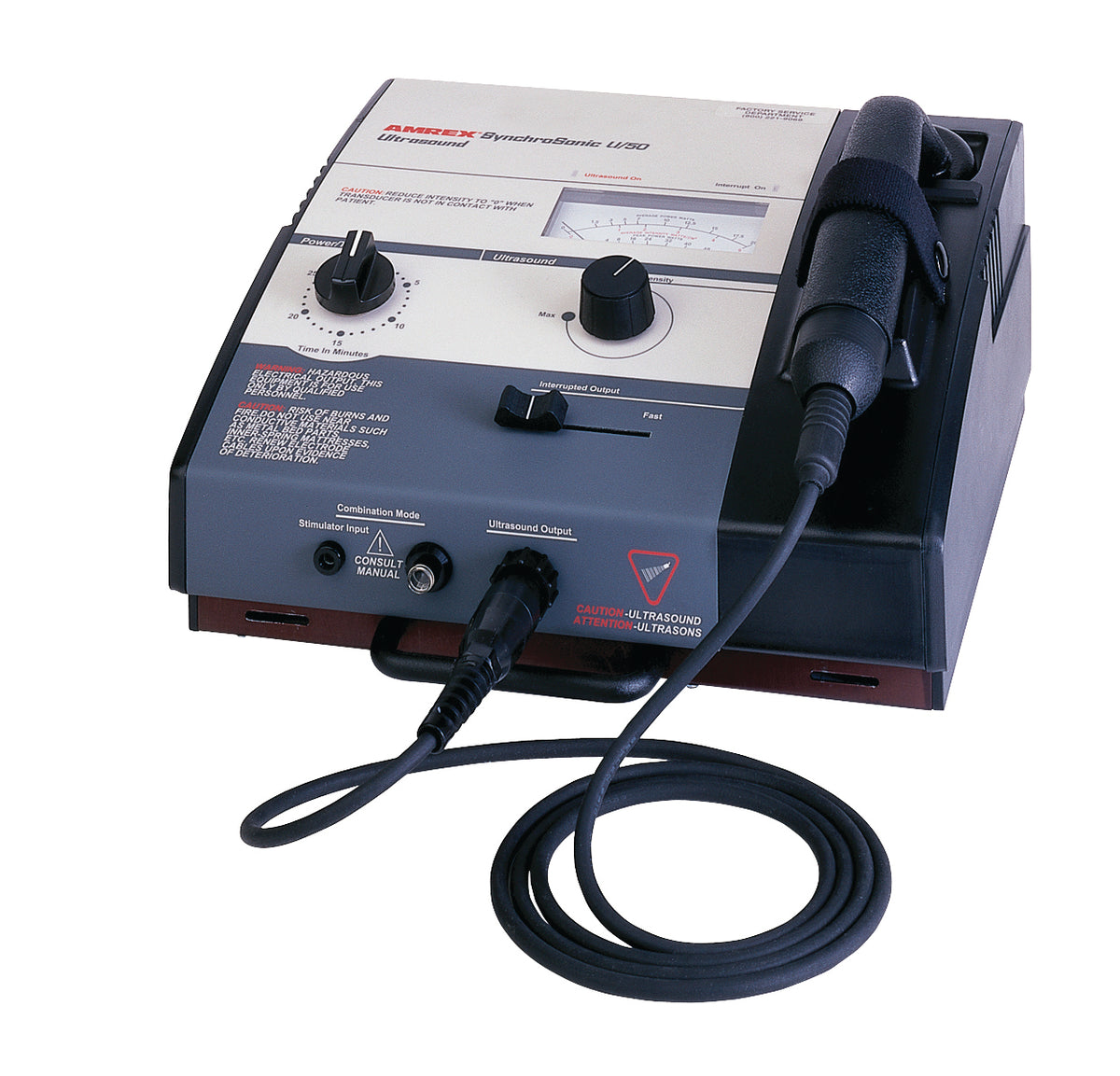 Amrex Ultrasound/Stim Combo - US/50 (Low Volt), 1.0 MHz with 5 cm and 10 cm head and QuickConnect Transducer
