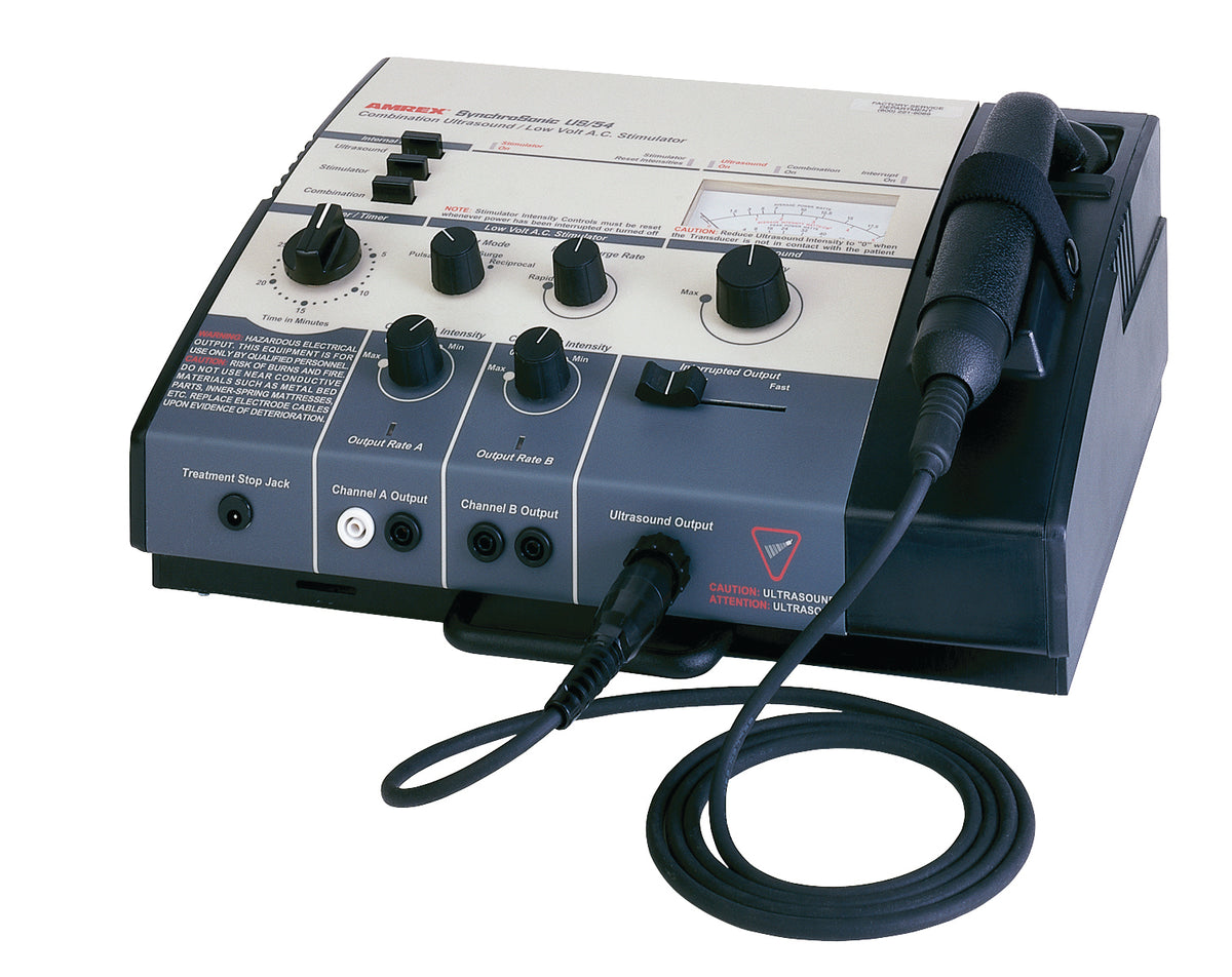 Amrex Ultrasound/Stim Combo - US/54 (Low Volt), 1.0 and 3.3 MHz with 5 cm and 10 cm head and QuickConnect Transducer