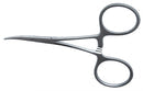 RUMEX Hartman Hemostatic Mosquito Forceps, Curved, Serrated Jaws, Length 90 mm, Ring Handle, Stainless Steel