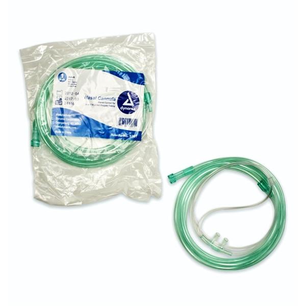 Dynarex Corporation Cannula Nasal Oxygen Soft-Touch Adult 7' Standard Over-the-Ear Green 50/Ca - 5207