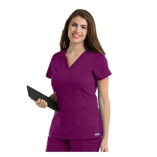 Grey's Anatomy (TM) Scrub Top Greys Anatomy™ 41452 Womens 5X Large Wine Each - 41452X-655XL