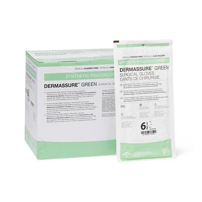 Medline Industries Inc Gloves Surgical DermAssure PF Polychloroprene LF 6.5 Strl Dark Green 200Pr/Ca - MSG6565