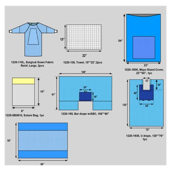 Welmed Inc Pack Chest With Drape/Protect5 Surgical Gown Zone-Reinforced Large LF Strl 7/Kt - 1250-1226