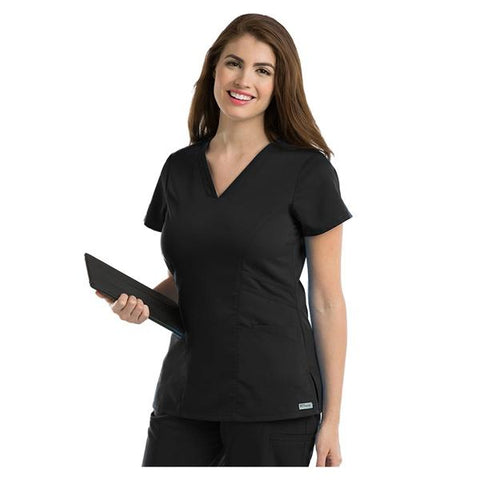 Grey's Anatomy (TM) Scrub Top Greys Anatomy™ Womens 2X Large Black Each - 41452-01-XXL
