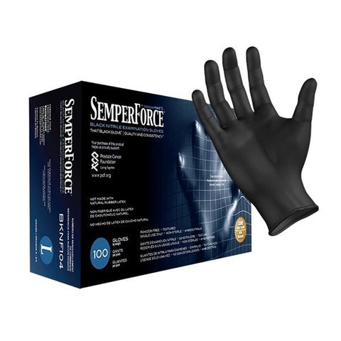 Sempermed USA, Inc Gloves Exam SemperForce Powder-Free Nitrile Latex-Free Large Black 100/Bx, 10 BX/CA - BKNF104