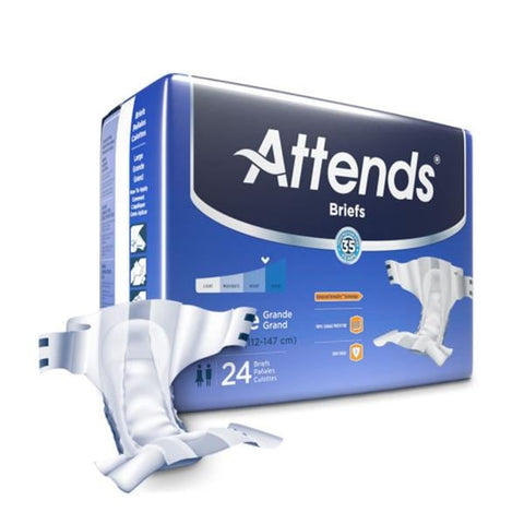 Attends Healthcare Products Brief Attends Adult Unisex Large 44-58" Heavy Absorbent White 72/Ca - DDA30