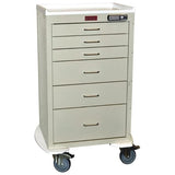 Harloff Manufacturing Cart Procedure Mini24 29.25x22x42.75" 5" Casters 6 Drawer Elctrnc Pshbtn Lk Each - 4256E