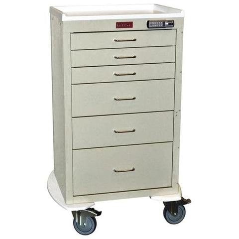 Harloff Manufacturing Cart Procedure Mini24 29.25x22x42.75" 5" Casters 6 Drawer Elctrnc Pshbtn Lk Each - 4256E
