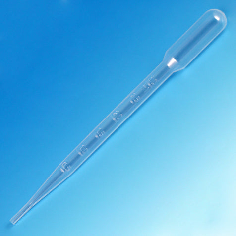 Globe Scientific Transfer Pipet, 7.0mL, Large Bulb, Graduated to 3mL, 155mm, STERILE, 10/Pack, 10 Packs of Bag, 4 Bags of Case