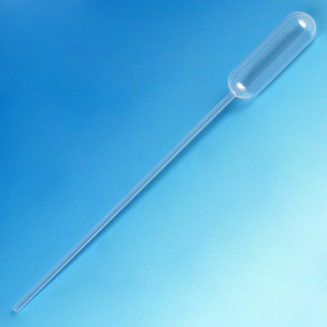 Globe Scientific Transfer Pipet, 4.5mL, Narrow Stem, Long, 155mm, Bulb Draw - 3.2mL