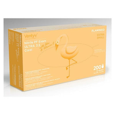 Ventyv Gloves Exam Powder-Free Nitrile Latex-Free X-Small Pink 200/Bx, 10 BX/CA - 10333106