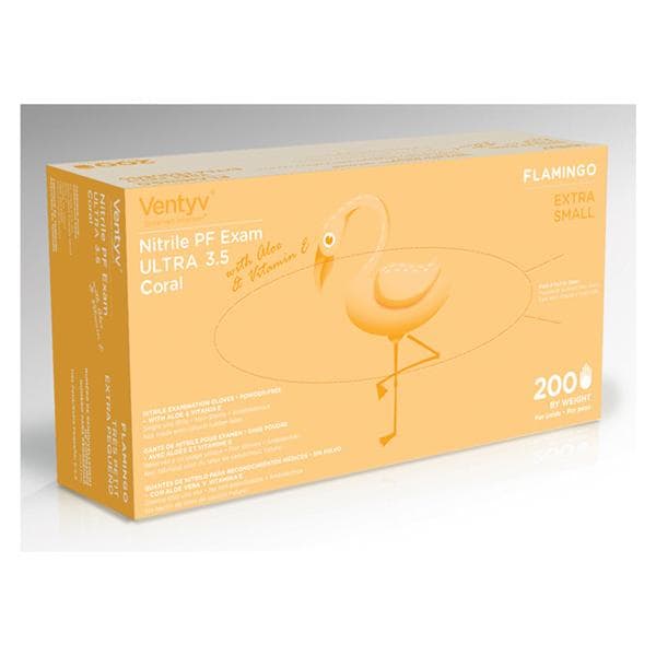 Ventyv Gloves Exam Powder-Free Nitrile Latex-Free X-Small Pink 200/Bx, 10 BX/CA - 10333106