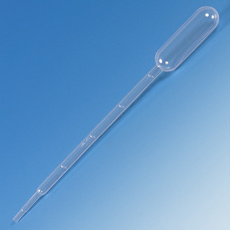 Globe Scientific Transfer Pipet, 5.0mL, Large Bulb, Graduated to 1mL, 150mm, Bulb Draw - 3.4mL