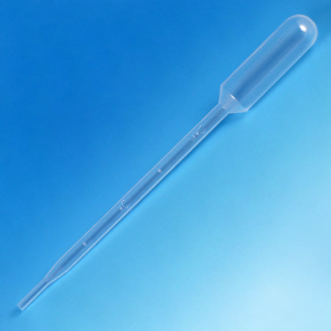 Globe Scientific Transfer Pipet, 5.0mL, Large Bulb, Graduated to 1mL, 145mm, Bulb Draw - 3.4mL