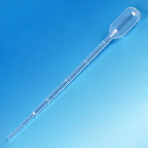 Globe Scientific Transfer Pipet, 3.0mL, Small Bulb, Graduated to 1mL, 140mm, STERILE, Individually Wrapped, 100 of Bag, 4 Bags of Case - GS-137135