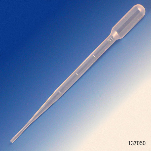 Globe Scientific Transfer Pipet, 5.0mL, Blood Bank, Graduated to 2mL, 155mm, Bulb Draw - 2.0mL