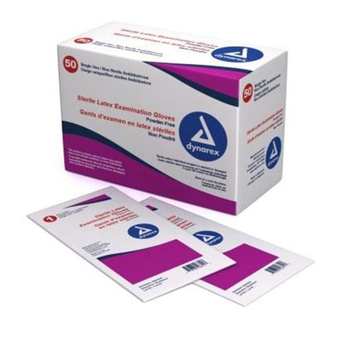 Dynarex Corporation Gloves Exam Powder-Free Latex 9 in Medium Sterile Ivory 400Pr/Ca - 2452