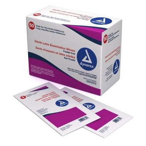 Dynarex Corporation Gloves Exam Powder-Free Latex 9 in Large Sterile Ivory 400Pr/Ca - 2453