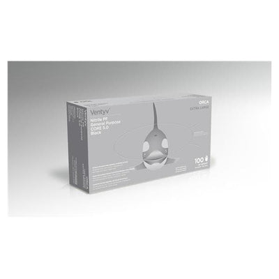 Ventyv Gloves General Purpose Orca PF Nitrile LF 230 mm XL Black 100/Bx, 10 BX/CA - 10422106