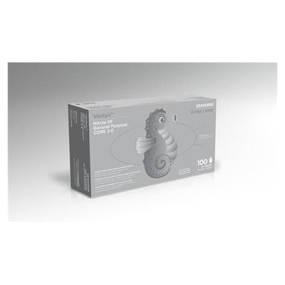 Ventyv Gloves General Purpose Seahorse PF Nitrile LF 230 mm XL Cobalt Blue 100/Bx, 10 BX/CA - 10422105