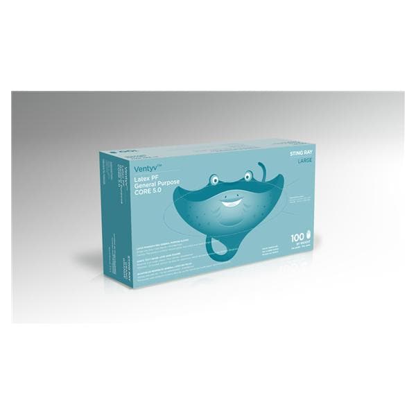 Ventyv Gloves General Purpose Stingray Powder-Free Latex Large Disposable 100/Bx, 10 BX/CA - 10221102