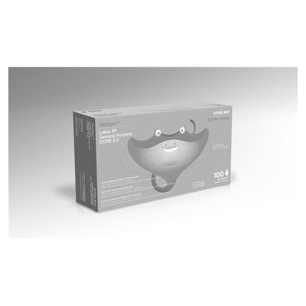 Ventyv Gloves General Purpose Stingray Powder-Free Latex X-Large Disposable 100/Bx, 10 BX/CA - 10222102