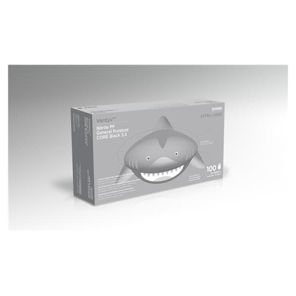Ventyv Gloves General Purpose Shark PF Nitrile LF XL Black 100/Bx, 10 BX/CA - 10422103