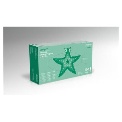 Ventyv Gloves General Purpose Starfish PF Nitrile LF Sm Violet Blue 100/Bx, 10 BX/CA - 10419102