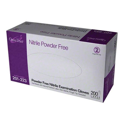 OMNI INTERNATIONAL CORP Gloves Exam OmniTrust Powder-Free Nitrile Latex-Free Large 200/Bx, 10 BX/CA - 201-223