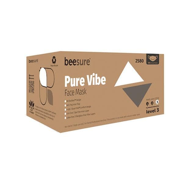 EcoBee Mask Eachrloop BeeSure Vibe Anti-Fog ASTM Level 3 White 50/Bx, 8 BX/CA - BE2580
