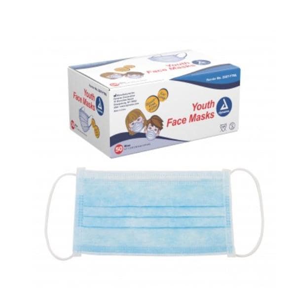 Dynarex Corporation Mask Youth Not ASTM Rated Blue 50/Bx, 12 BX/CA - 2207-YTBL