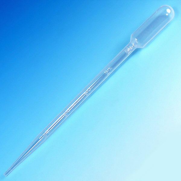 Globe Scientific Transfer Pipet, 15mL, Graduated to 5mL, 215mm, Bulb Draw - 5mL - GS-139060