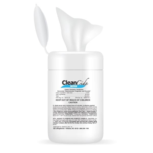 Wexford Labs Disinfectant Surface Wipe Cleancide Canister 160/Cn, 12 CN/CA - N1325-CC