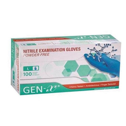 Smart Glove Gloves Exam GEN-X Powder-Free Nitrile Latex-Free Large Ice Blue 100/Bx, 10 BX/CA - FS-GLN012