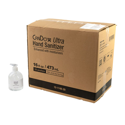 CanDo Ultra Hand Sanitizer with Aloe Vera, Pump Dispenser, 16 oz., Case of 20