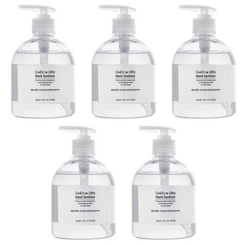CanDo Ultra Hand Sanitizer with Aloe Vera, Pump Dispenser, 16 oz., Case of 5