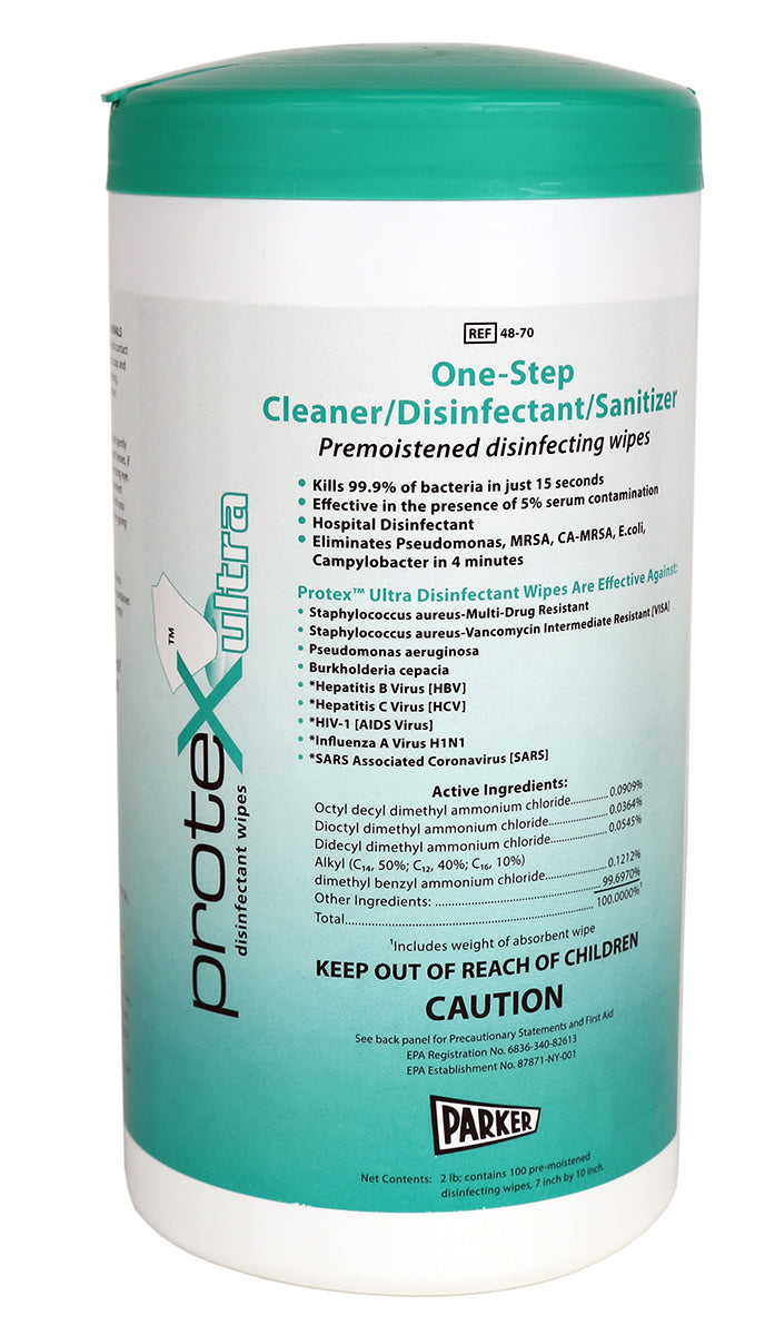 Protex Ultra, Disinfectant Wipes, 7" x 9.5", Canister of 75, Each