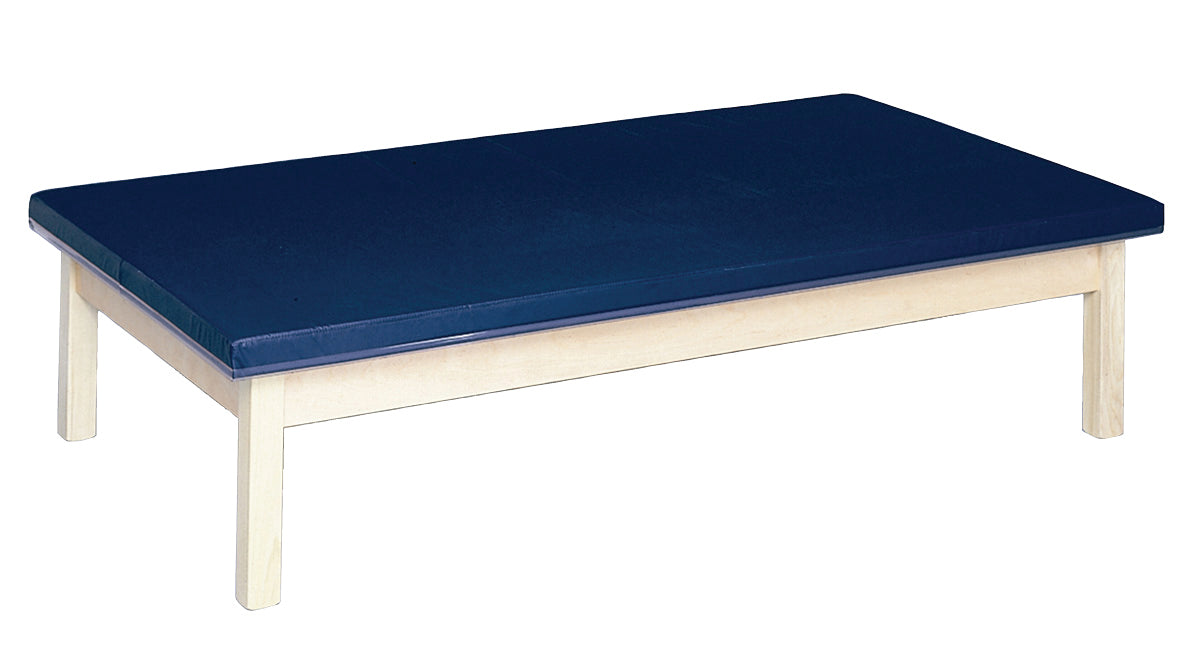 wooden platform table - fixed height, upholstered, 7' x 5' x 21"