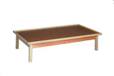 wooden platform table - fixed height, raised-rim, 6' x 3' x 19"