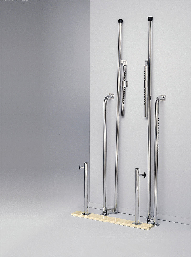 Parallel Bars, wall-mounted, wood base, folding, height adjustable, 7' L x 22.5" W x 28" - 42" H - FE-15-4010
