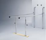Parallel Bars, wall-mounted, wood base, folding, height adjustable, 7' L x 22.5" W x 28" - 42" H