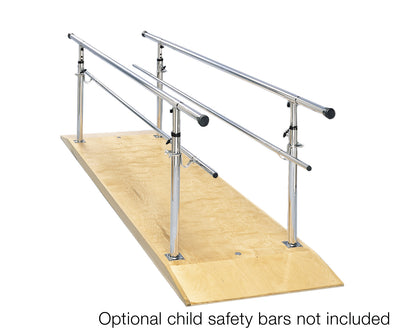 Parallel Bars, wood platform, height adjustable, 12' L x 30" W x 26" - 44" H