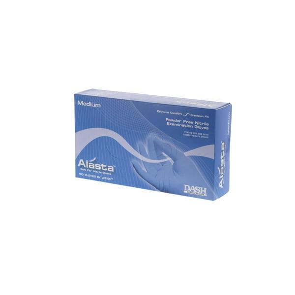Dash Medical Gloves Inc Gloves Exam Alasta Soft Fit Powder-Free Nitrile Latex-Free Medium Blue 100/Bx, 10 BX/CA - ALS100M